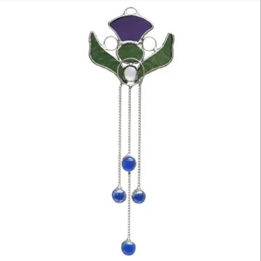 Stained Glass Thistle Sun Catcher small